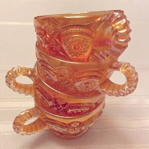 4 Carnival glass cups